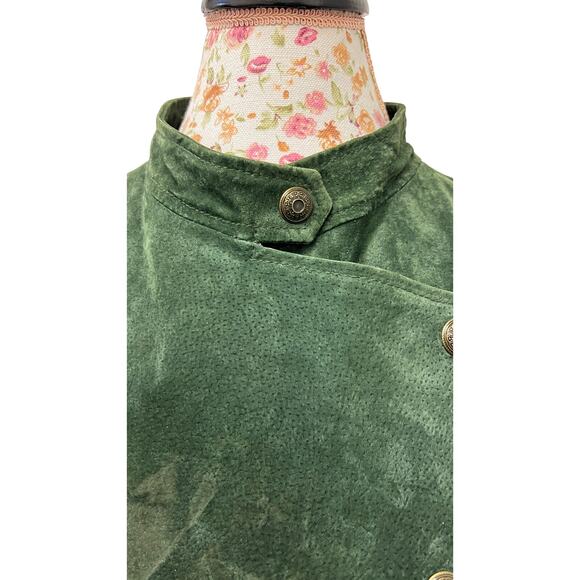 💚 L.A.L. Live A Little XL Green Suede Moto Jacket – Asymmetrical Leather Coat - Picture 3 of 5